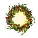 Jingle Jollys Christmas Wreath 60CM LED Garland Berries Pine Cones Party Decor