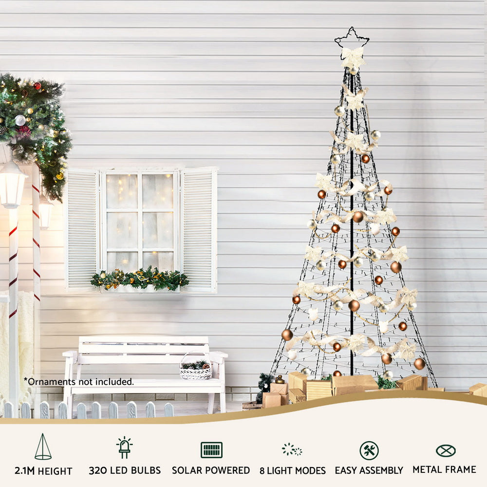 Jingle Jollys Solar Christmas Tree 2.1m 320 LED Net Lights Xmas Trees Decoration