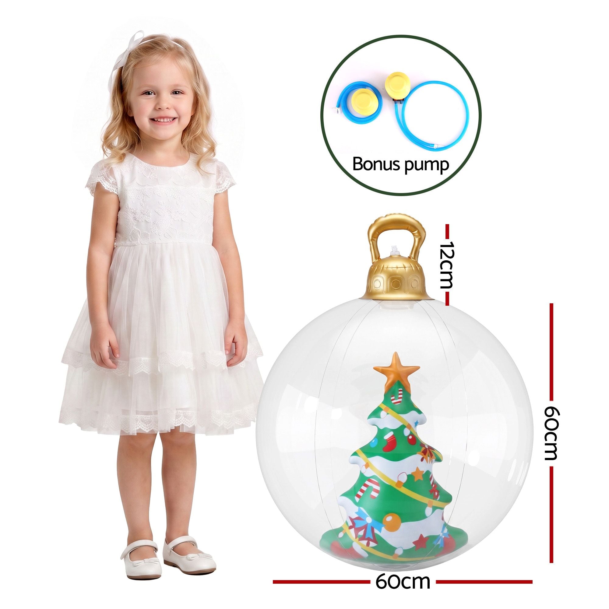 Jingle Jollys Christmas Inflatable Ball 60cm Tree Decoration Giant Bauble Clear