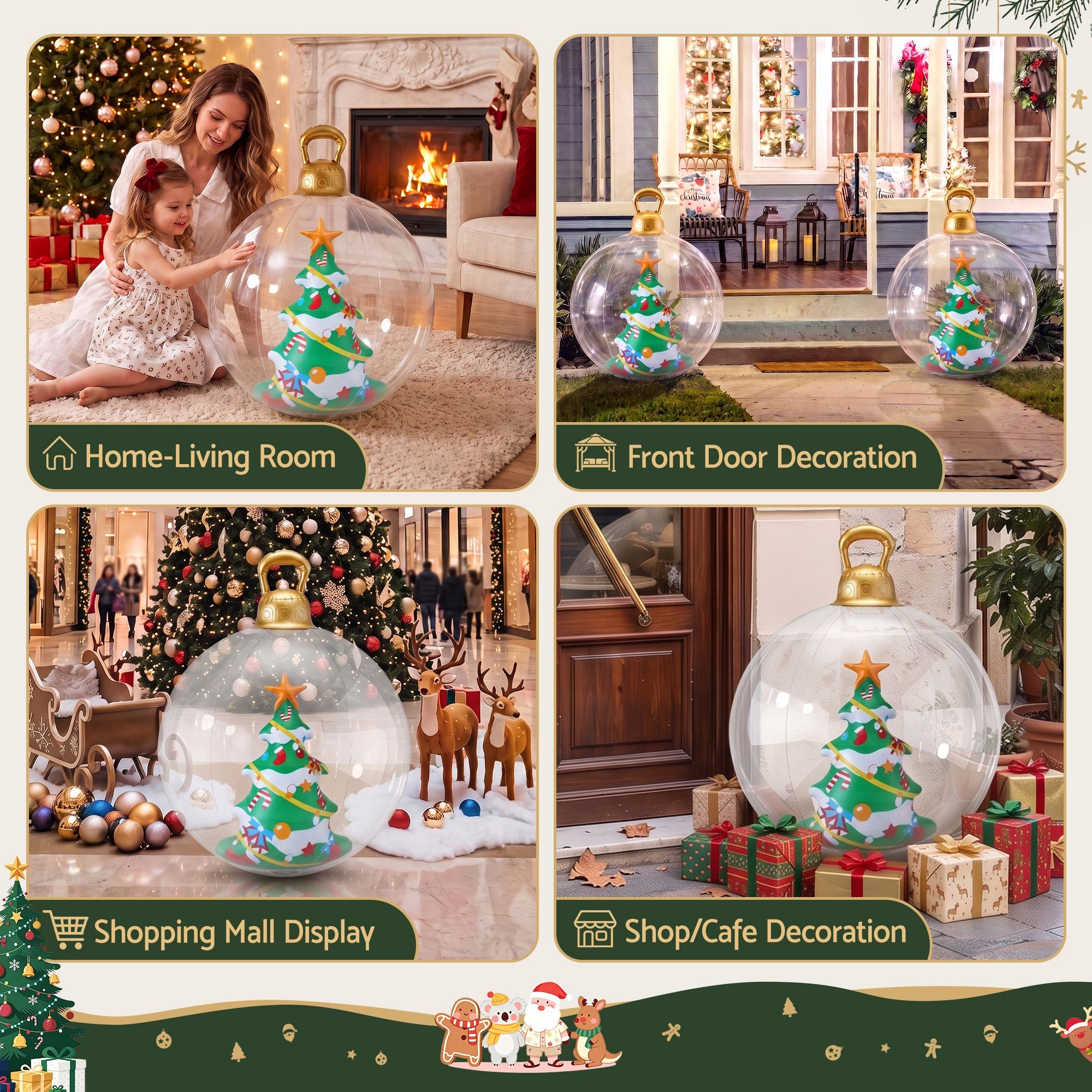 Jingle Jollys Christmas Inflatable Ball 60cm Tree Decoration Giant Bauble Clear
