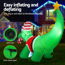Jingle Jollys Christmas Inflatable Dinosaur 1.86M Height LED Decorations Illuminated