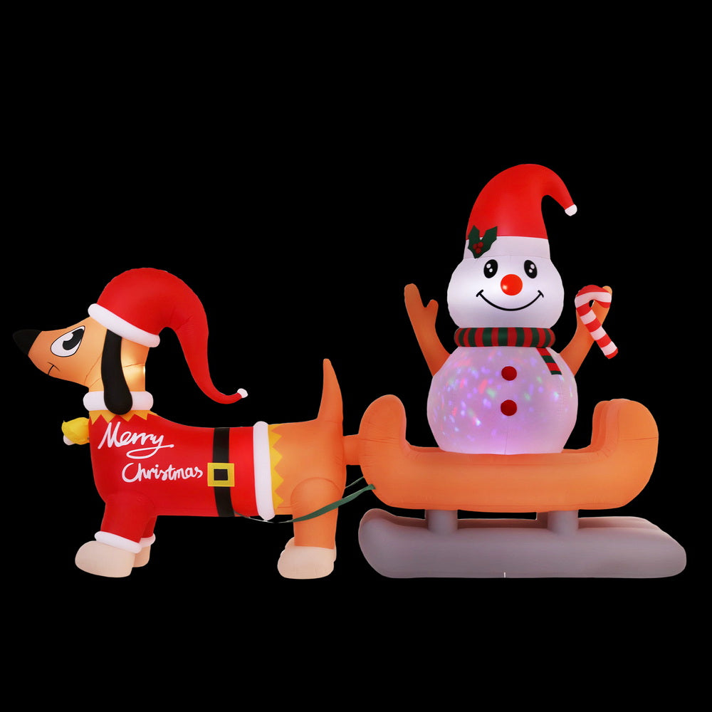 Jingle Jollys Christmas Inflatable Snowman Dog 4.2M Tall Outdoor Decorations Illuminated