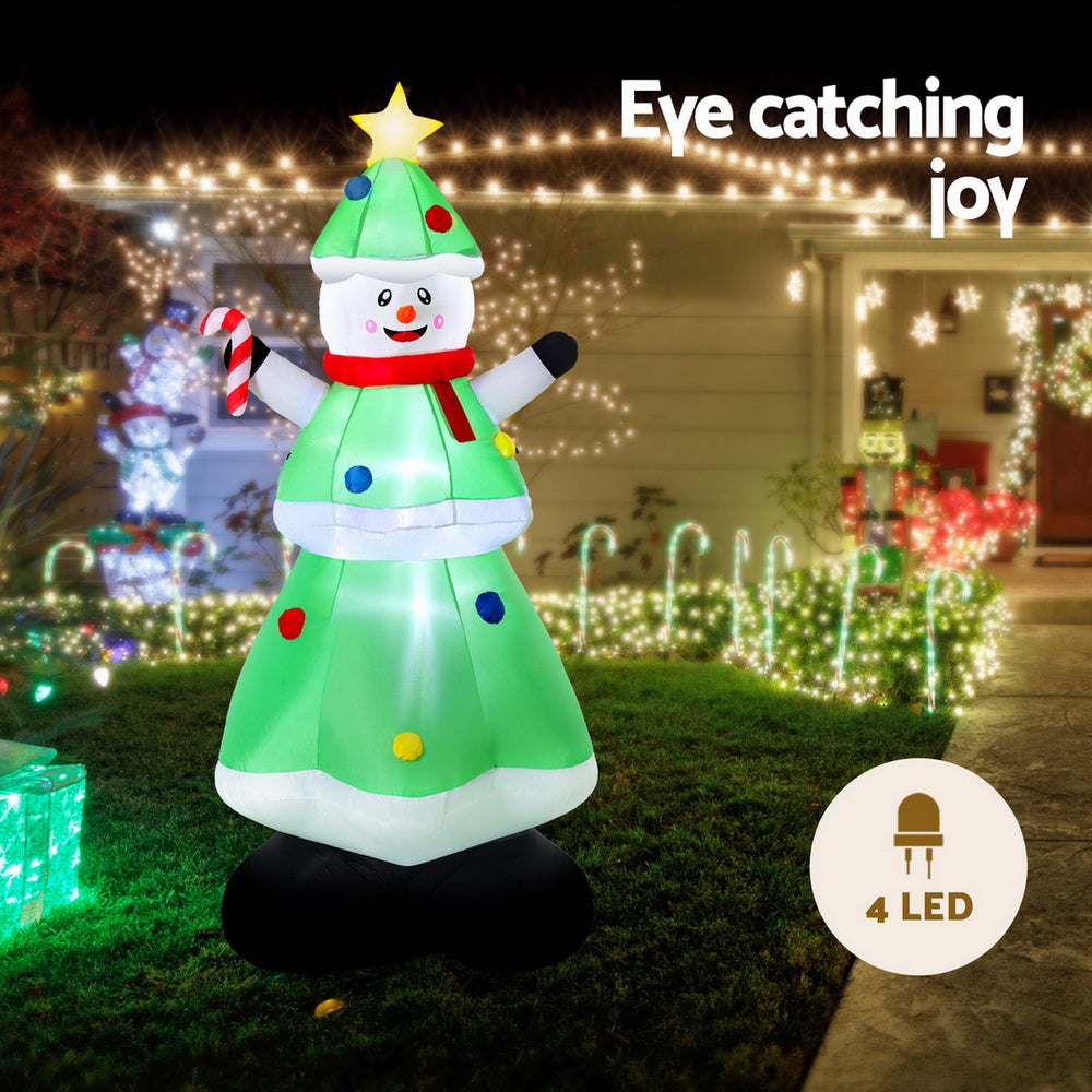 Jingle Jollys Christmas Inflatable Snowman Tree 2.75M Height LED Decorations Illuminated