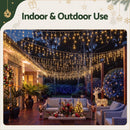 Jingle Jollys 12.5M Solar Christmas Lights Icicle String Light Warm White