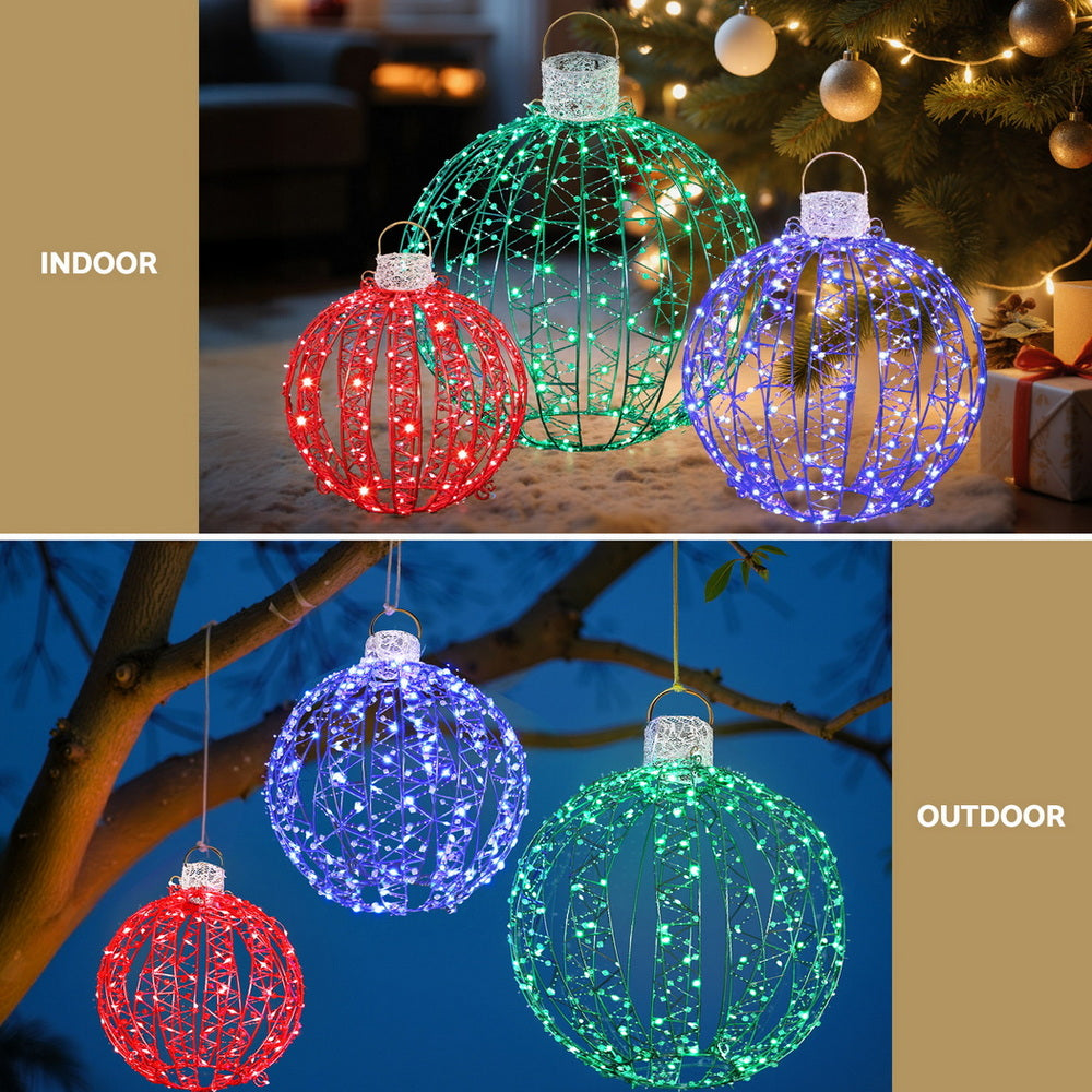 Jingle Jollys Christmas Lights 320 LED Fairy Light 3pcs Ball Decorations Set
