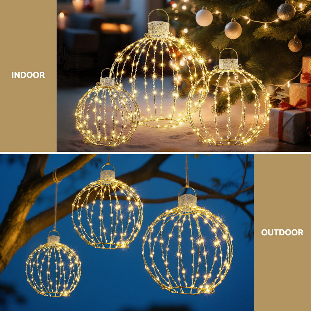 Jingle Jollys Christmas Lights 320 LED Fairy Light 3pcs Ball Decorations Set