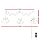 1.8M Christmas Lights 288 LED Bell Motif Light Decorations Jingle Jollys