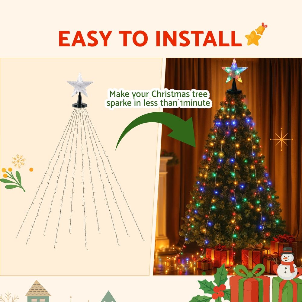 Jingle Jollys 2.5M Christmas Lights Waterfall String Light 300 LED Star Topper