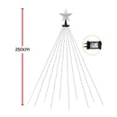 Jingle Jollys 2.5M Christmas Lights Waterfall String Light 300 LED Star Topper