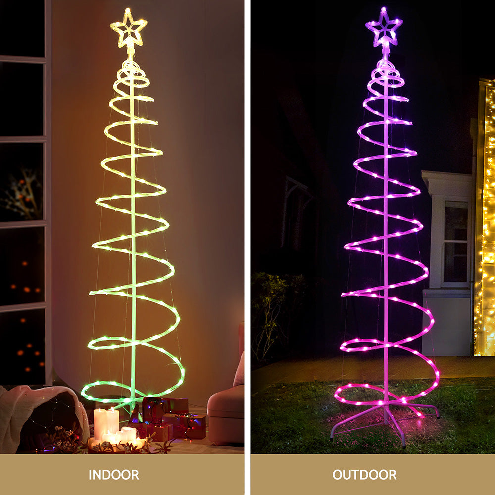 Jingle Jollys Christmas Tree 1.8m 100 RGB LED Rope Lights Xmas Trees Decoration