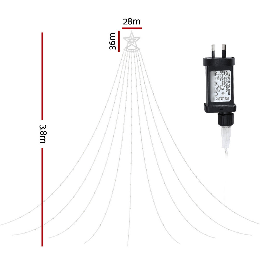 Jingle Jollys 3.8M Christmas Lights Waterfall String Light 340 LED