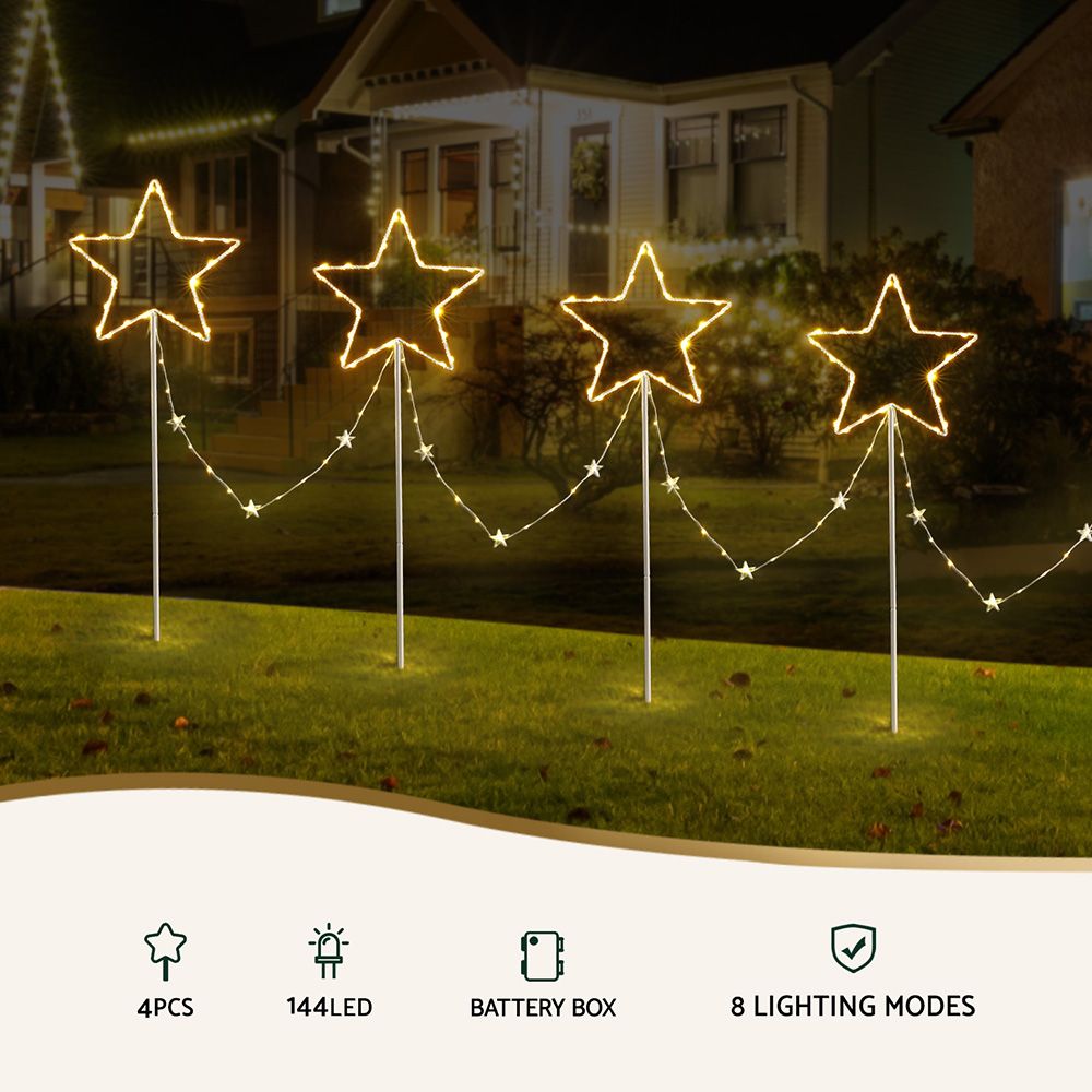 Jingle Jollys 4 PCS Christmas Lights Path Ground Light Garden Decorations 144 LED