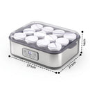 Devanti Yoghurt Maker Machine with 12x180ml Glass Cups Temp Control Grey