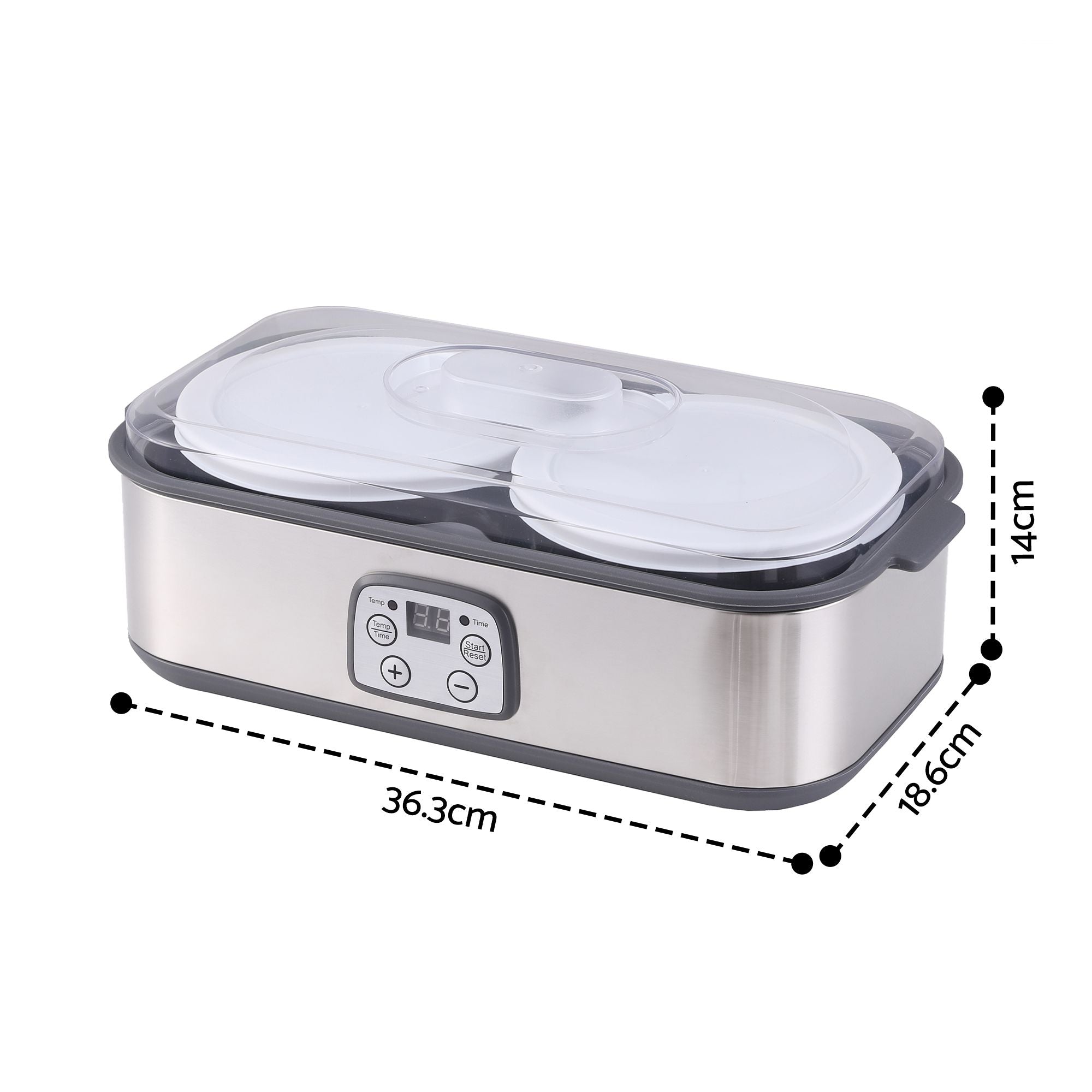Devanti Greek Yoghurt Maker Machine 2x960ml Large Tubs Temp Control Grey