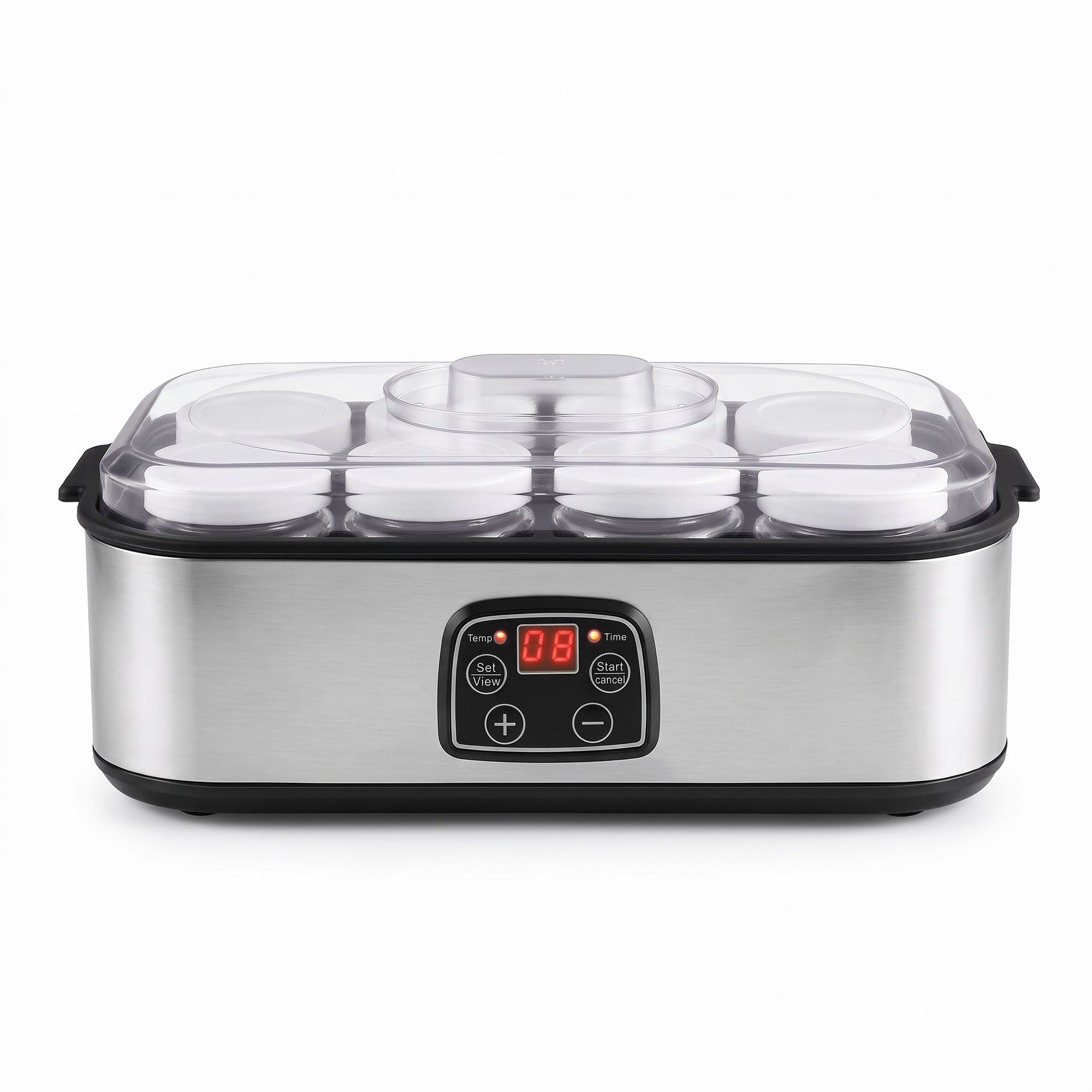 Devanti Yoghurt Maker Machine with 8x180ml Glass Cups Temp Control Black