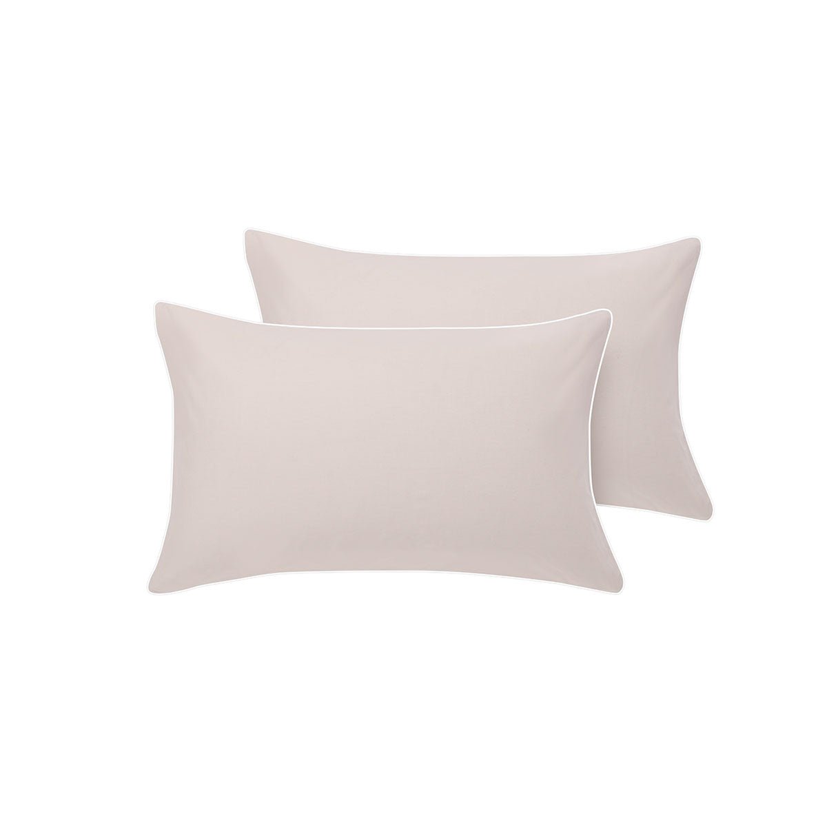 Accessorize Pair of White/Natural Piped Hotel Deluxe Cotton Standard Pillowcases - NuSea