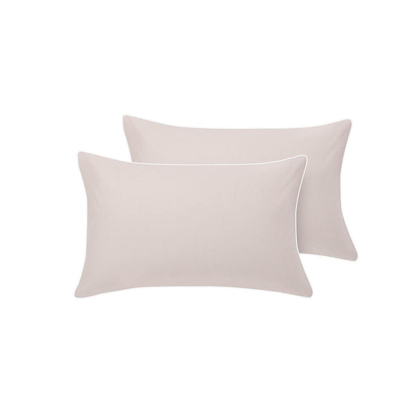 Accessorize Pair of White/Natural Piped Hotel Deluxe Cotton Standard Pillowcases - NuSea