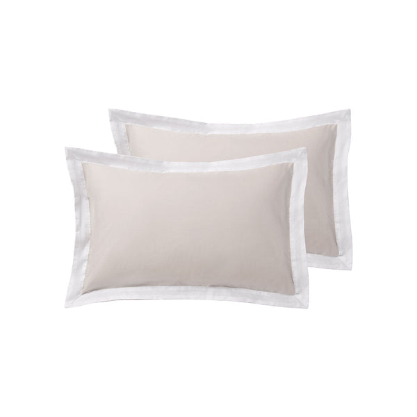 Accessorize Pair of White/Natural Tailored Hotel Deluxe Cotton Standard Pillowcases - NuSea
