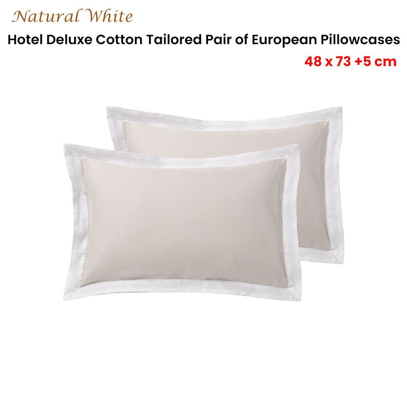 Accessorize Pair of White/Natural Tailored Hotel Deluxe Cotton Standard Pillowcases - NuSea