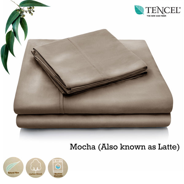 Accessorize Tencel Cotton Blend Sheet Set Mocha (Also Known as Latte) Single - NuSea