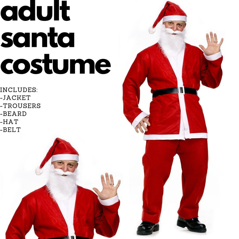 ADULT SANTA CLAUS COSTUME Suit Father Xmas Party Outfit Father Christmas - NuSea