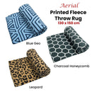 Aerial Printed Fleece Throw Rug 130 x 150 cm Blue Geo - NuSea