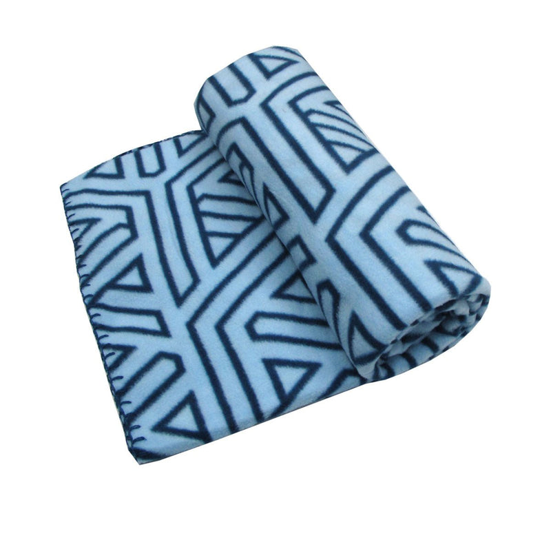 Aerial Printed Fleece Throw Rug 130 x 150 cm Blue Geo - NuSea