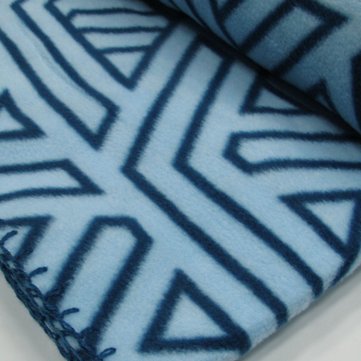 Aerial Printed Fleece Throw Rug 130 x 150 cm Blue Geo - NuSea