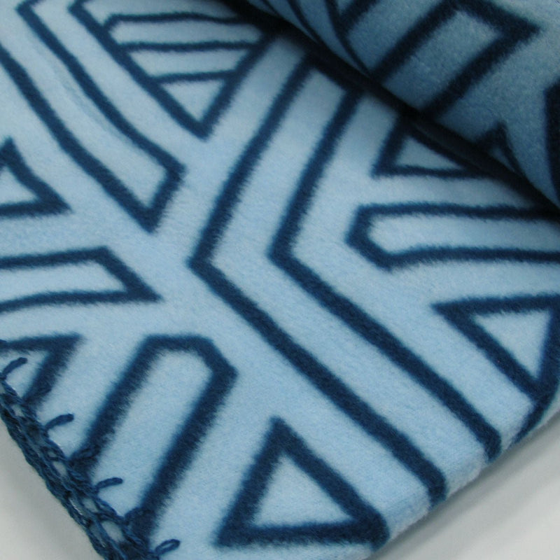 Aerial Printed Fleece Throw Rug 130 x 150 cm Blue Geo - NuSea