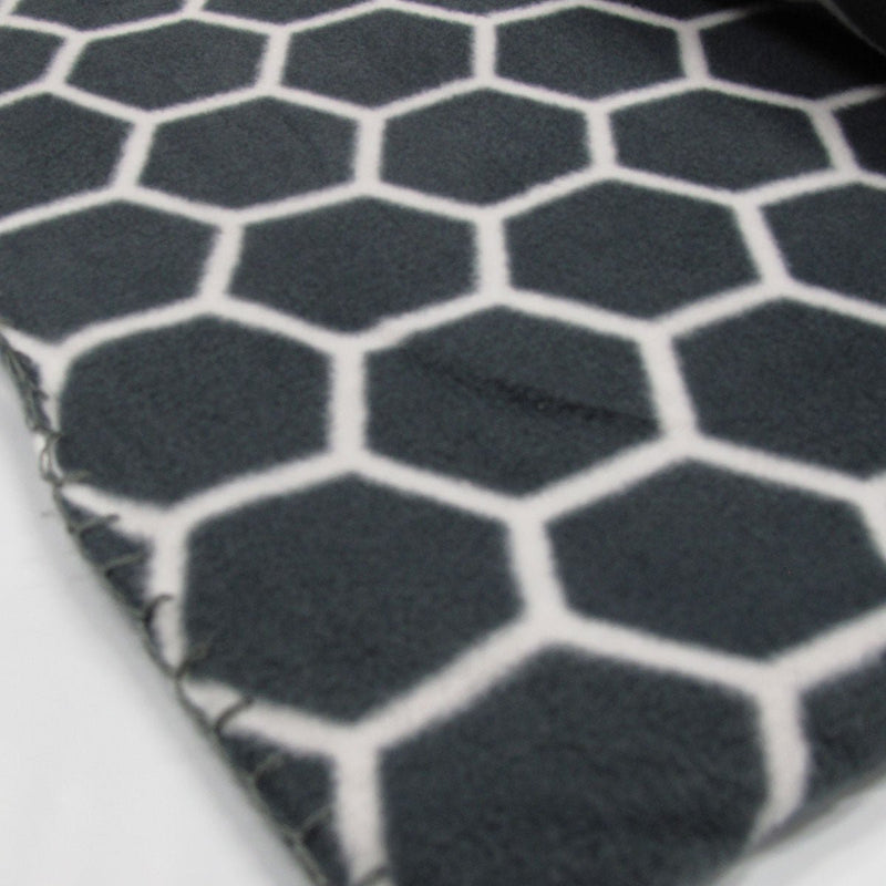 Aerial Printed Fleece Throw Rug 130 x 150 cm Charcoal Honeycomb - NuSea