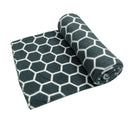 Aerial Printed Fleece Throw Rug 130 x 150 cm Charcoal Honeycomb - NuSea