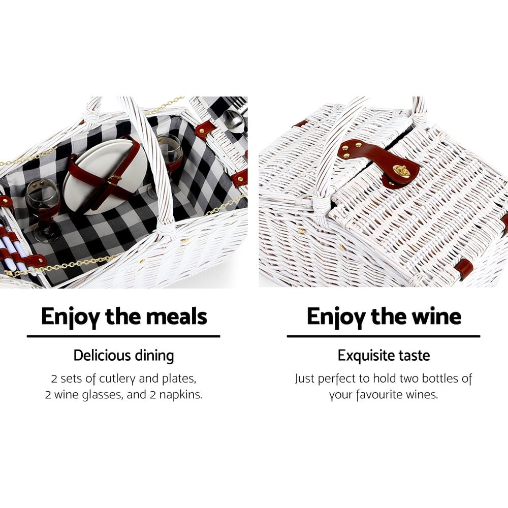 Alfresco 2 Person Picnic Basket Set Insulated Blanket Bag - NuSea