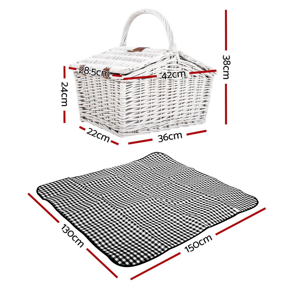 Alfresco 2 Person Picnic Basket Set Insulated Blanket Bag - NuSea