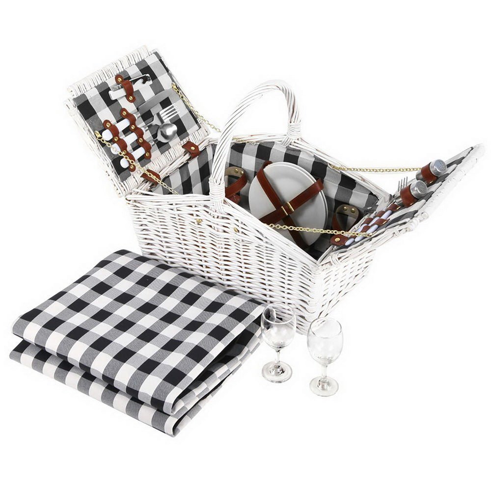 Alfresco 2 Person Picnic Basket Set Insulated Blanket Bag - NuSea