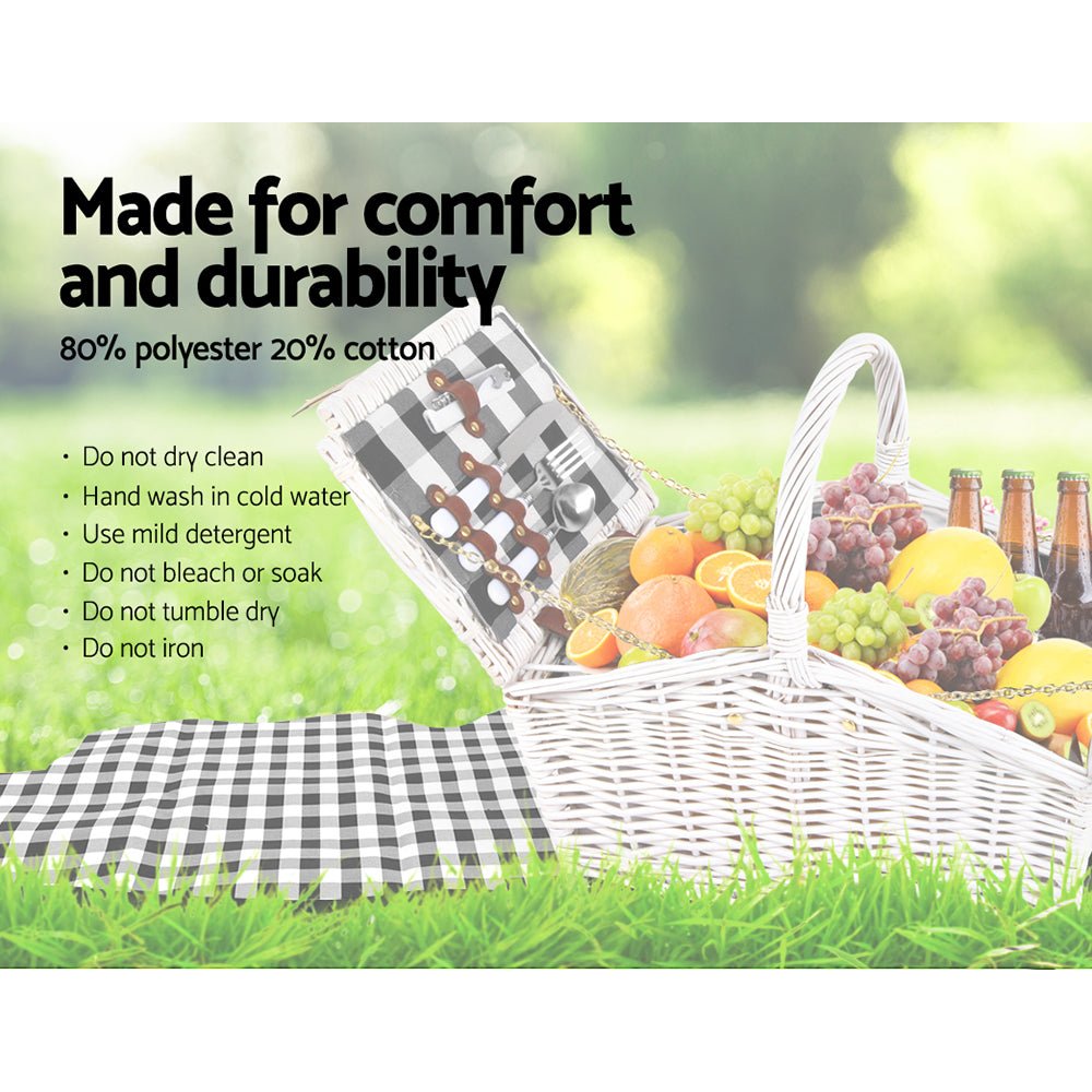 Alfresco 2 Person Picnic Basket Set Insulated Blanket Bag - NuSea