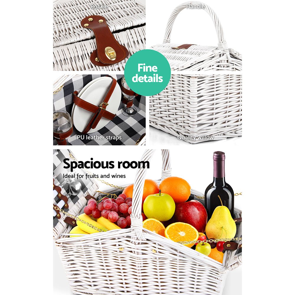 Alfresco 2 Person Picnic Basket Set Insulated Blanket Bag - NuSea