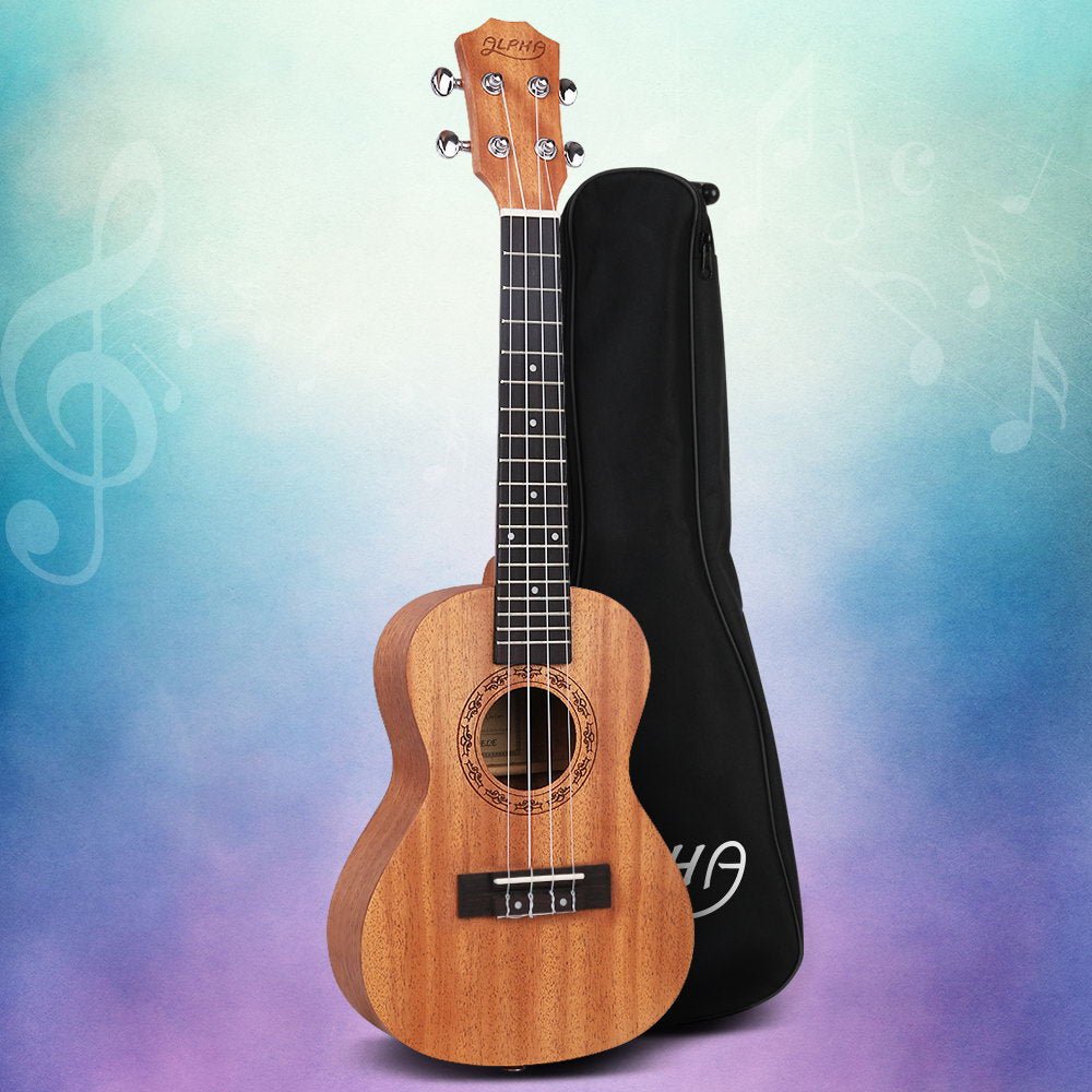 Alpha 23" Concert Ukulele Mahogany Ukuleles Uke Hawaii Guitar w/ Carry Bag - NuSea