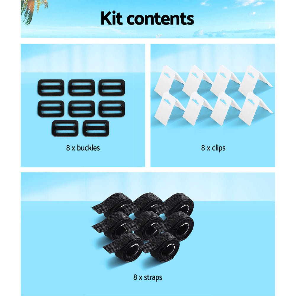 Aquabuddy Pool Cover Roller Attachment Swimming Pool Reel Straps Kit 8PCS - NuSea