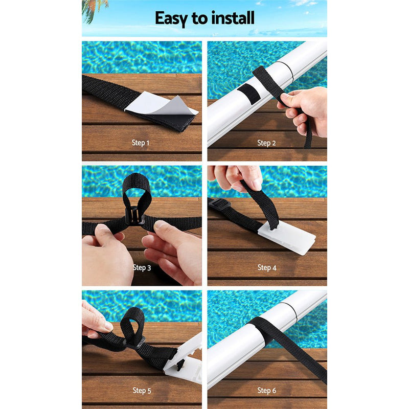 Aquabuddy Pool Cover Roller Attachment Swimming Pool Reel Straps Kit 8PCS - NuSea