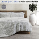 Ardor Faux Fur Silver 3 Piece Comforter Set Single/Double - NuSea