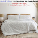 Ardor Norfolk White 3 Pcs Embossed Comforter Set Queen/King - NuSea