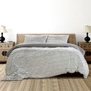 Ardor Striped Faux Fur Grey Super Soft Quilt Cover Set Double - NuSea