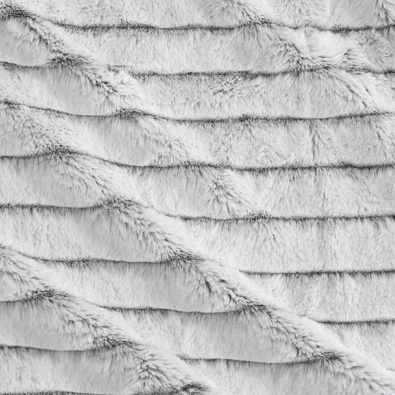 Ardor Striped Faux Fur Grey Super Soft Quilt Cover Set King - NuSea