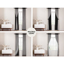 Artiss 2X 132x213cm Blockout Sheer Curtains Black - NuSea