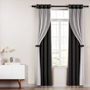Artiss 2X 132x213cm Blockout Sheer Curtains Black - NuSea
