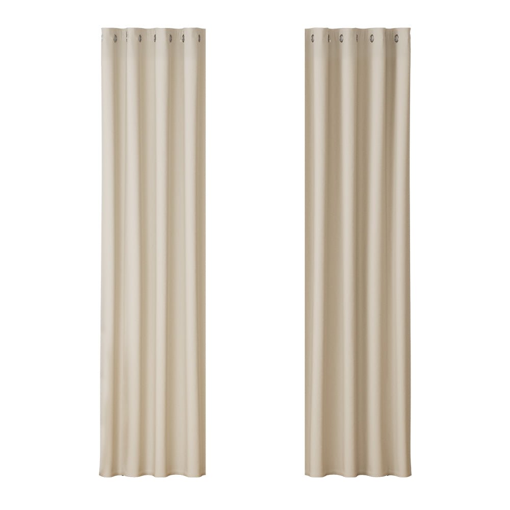 Artiss 2X Blockout Curtains Eyelet 140x230cm Beige - NuSea