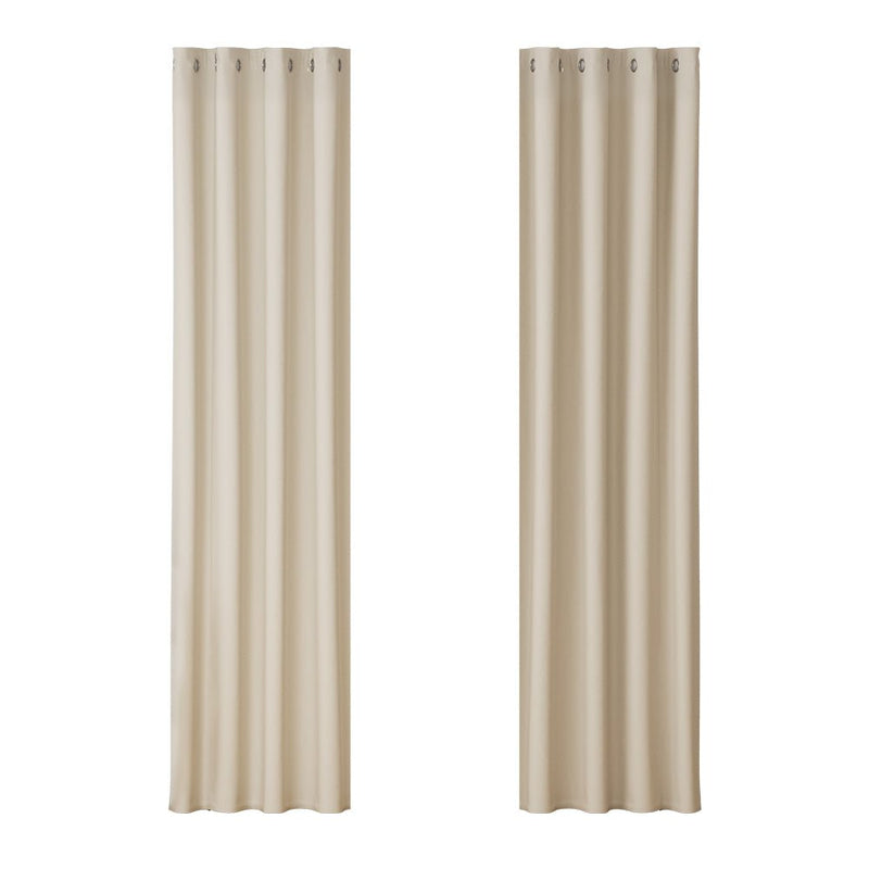 Artiss 2X Blockout Curtains Eyelet 140x230cm Beige - NuSea