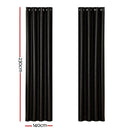 Artiss 2X Blockout Curtains Eyelet 140x230cm Black Shine - NuSea