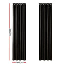 Artiss 2X Blockout Curtains Eyelet 140x230cm Black Shine - NuSea