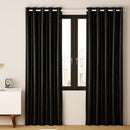 Artiss 2X Blockout Curtains Eyelet 140x230cm Black Shine - NuSea